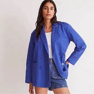 Madewell Blazer Womens XS Blue Crossover Regenerative Chino Relaxed NEW $138